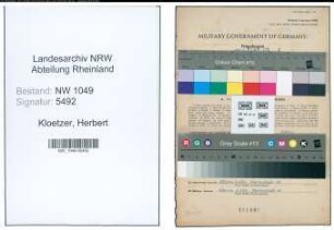 Entnazifizierung Herbert Kloetzer , geb. 30.05.1915 (Inspektor)