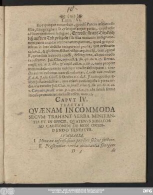 Caput IV. Tractat Quaenam Incommoda Secum Trahant Verba Minitantia Et In Specie, Quatenus Minator Ad Cautionem De Non Offendendo Teneatur.