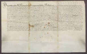 Schuldbrief des Bischofs Marquard von Speyer gegenüber Heinrich Miller als Leibgeding über 1000 Gulden zu 10 Prozent.