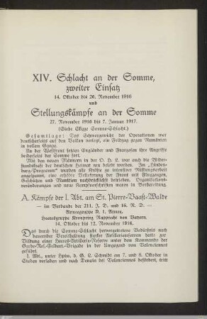 XIV. Schlacht an der Somme, zweiter Einsatz und Stellungskämpfe an der Somme