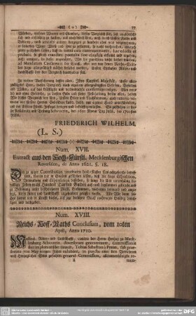 Num XVII. Extract aus den Hoch-Fürstl. Mecklenburgischen Reversalen, de Anno 1621. §. 18.