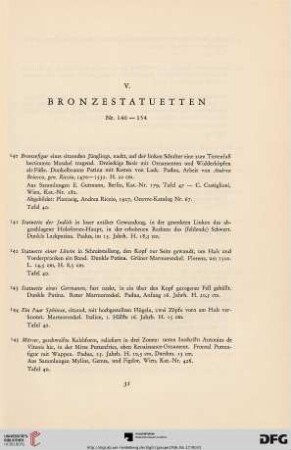 V. Bronzestatuetten (Nr. 140-154)