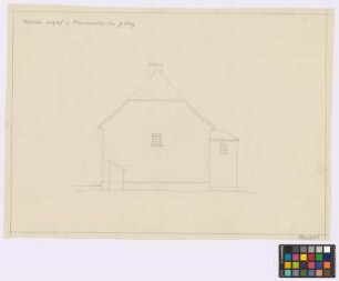 Hermannswaldau ([Riesengebirge] Kreis Goldberg): Berghof. - Haupthaus (Giebel-Ansicht). - Abort (Ansicht)