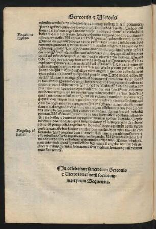 In celebritate sanctorum Gereonis et Victoris: ac suorum sociorum: martyrum Sequentia.