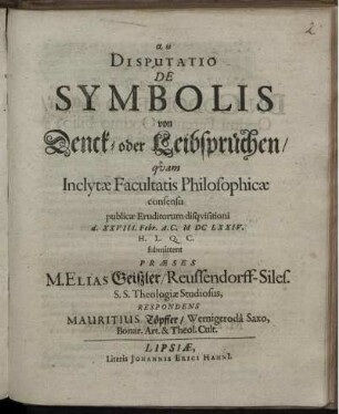 Disputatio De Symbolis