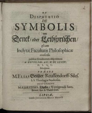 Disputatio De Symbolis