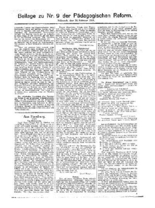 [Umschau] : [Fortsetzung aus dem Hauptblatt] ; Beilage zu Nr. 9 der Pädagogischen Reform
