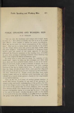 Public Speaking and Working Men
