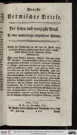 Der sieben und vierzigste Brief