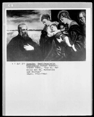 Heilige Familie mit der heiligen Katharina und Stifter