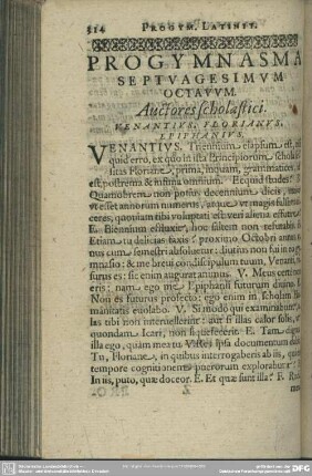 Progymnasma Septuagesimum Octavum. Auctores scholastici
