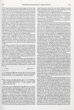 601-603 [Rezension] Merkel, Helmut, Die Pastoralbriefe