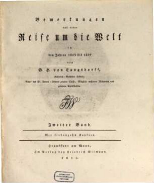 Bemerkungen auf einer Reise um die Welt in den Jahren 1803 bis 1807, 2
