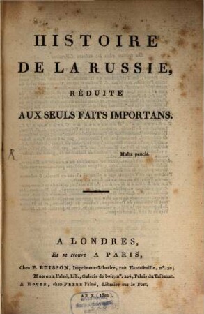 Histoire de la Russie reduite