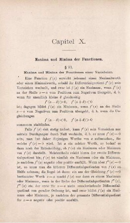 Capitel X. Maxima und Minima der Functionen. § 31. Maxima und Minima der Functionen einer Variabelen.