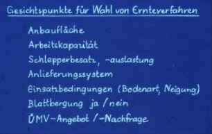 Gesichtspunkte für Wahl von Ernteverfahren von Zuckerrüben