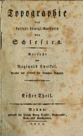 Topographie des kaiserl. königl. Antheils von Schlesien, 1
