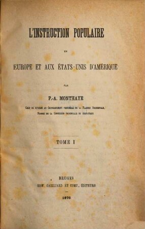 L' instruction populaire en Europe et aux États-Unis d'Amérique, 1