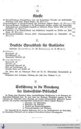 F. Einführung in die Benutzung der Universitäts-Bibliothek