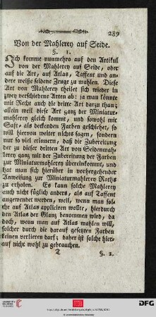 Von der Mahlerey auf Seide