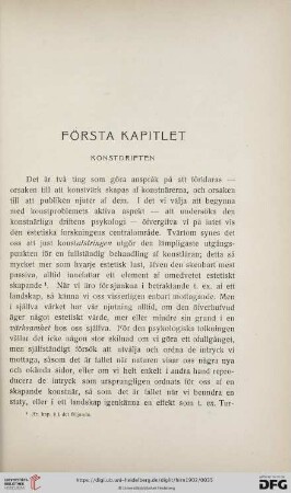 Första Kapitlet: Konstdriften