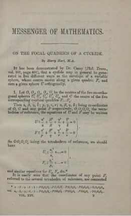 On the focal quadrics of a cyclide.