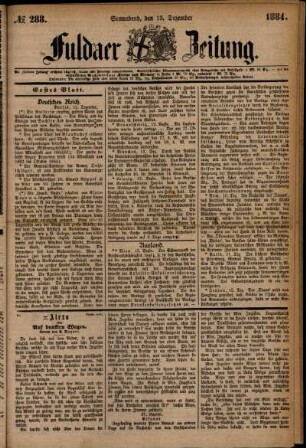 Ausgabe vom Samstag, den 13. Dezember 1884.
