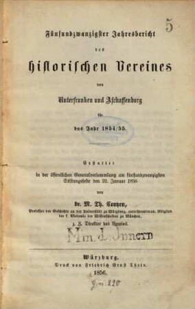 Jahresbericht. 1854/55 (1856) = Jg. 25