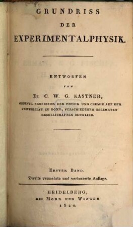 Grundriß der Experimentalphysik, 1