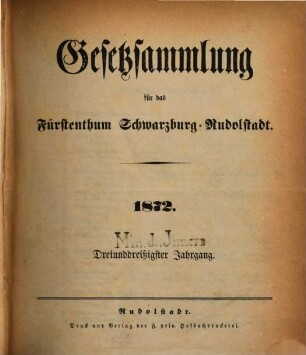 Gesetzsammlung für das Fürstenthum Schwarzburg-Rudolstadt. 33, 33. 1872