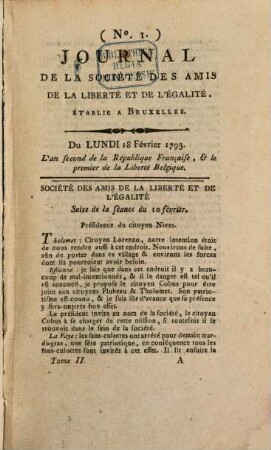 Journal de la Société des Amis de la Liberté et de l'Égalité. 155 = 1793, Nr. 1 - 28