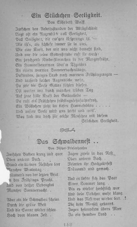 Gedicht. Ein Stückchen Seeligkeit.
