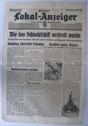 Tageszeitung "Berliner Lokal-Anzeiger" u.a. über die Angriffspläne der Westmächte auf dem Balkan