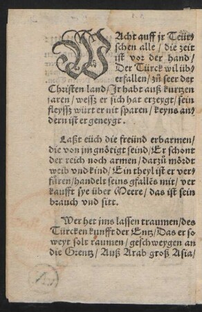 WAcht auff jr Teüt=||schen alle/ die zeit || ist vor der hand/ ||