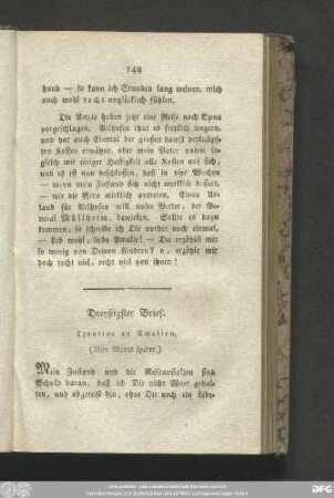 Dreyßigster Brief. Leontine an Amalien.