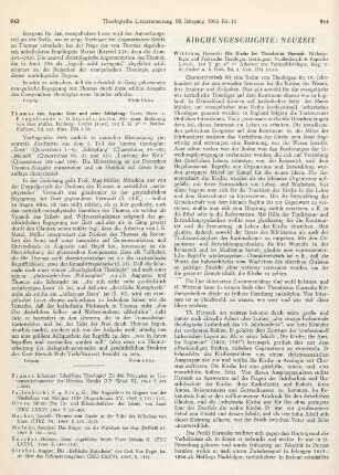844-845 [Rezension] Wittram, Heinrich, Die Kirche bei Theodosius Harnack