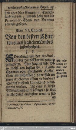 Das VI. Capitel. Von den besten Charten eines jeglichen Landes insonderheit