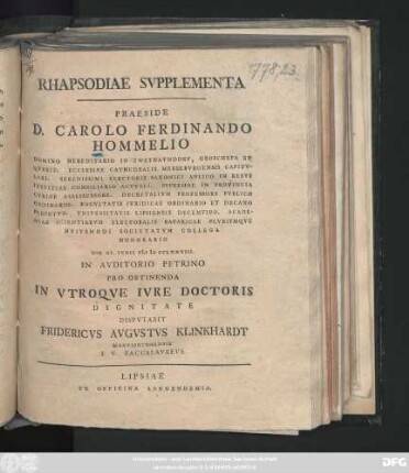 Rhapsodiae Svpplementa
