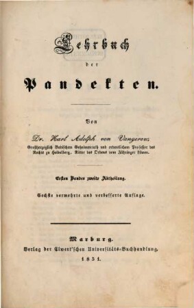Lehrbuch der Pandekten, 1,2