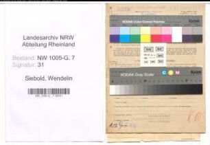 Entnazifizierung Wendelin Siebold , geb. 03.04.1902 (Monteur)