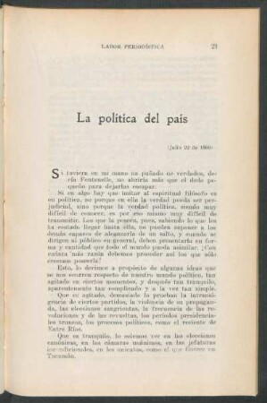 La política del país