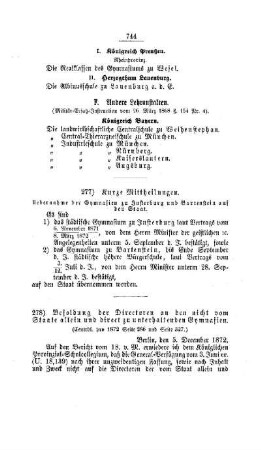 Besoldung der Directoren an den nicht vom Staate allein und direct zu unterhaltenden Gymnasien : [III. Gymnasien und Realschulen]