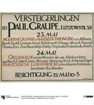 Versteigerungen bei Paul Graupe