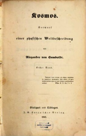 Kosmos : Entwurf einer physischen Weltbeschreibung, 1