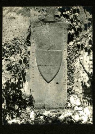 bei Göllheim, Klosterruine. Grabstein des Raugrafen Heinrich von Neuen-Baumburg, +1261. Neffe des Gründers