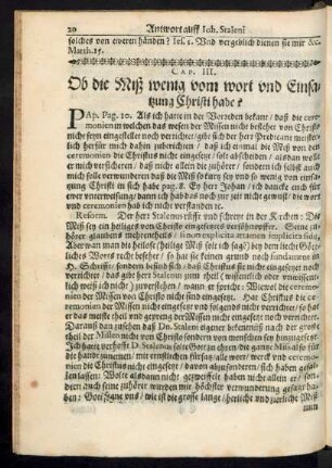 Cap. III. [V.] Ob die Miß wenig vom wort und Einsatzung Christi habe?