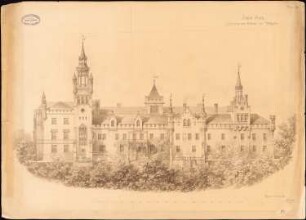 Schloss Graetz bei Troppau Umbau: Aufriss Ansicht Westseite, Maßstabsleiste (Fuß)