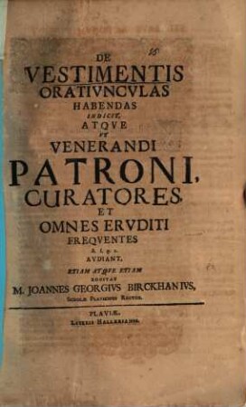 De vestimentis oratiunculas habendas