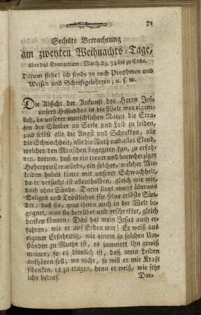 Sechste Betrachtung am zweyten Weihnachts-Tage, [...]