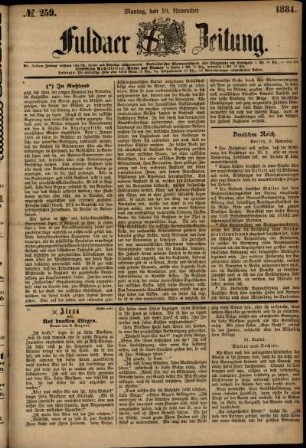 Ausgabe vom Montag, den 10. November 1884.
